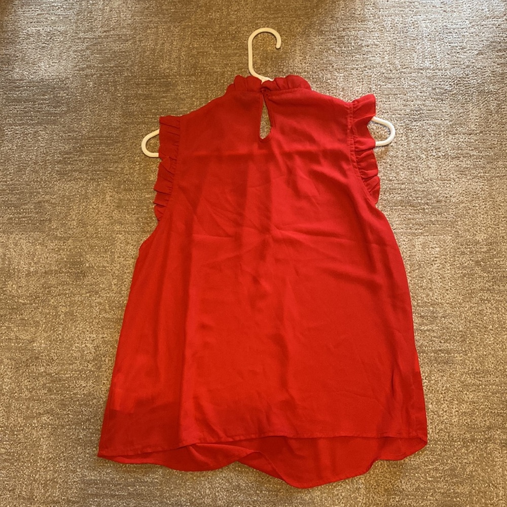 New Ruffle Trim Red Blouse - Picture 5 of 7